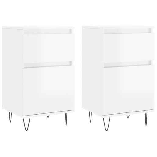 vidaXL Aparadores 2 pcs 40x35x70 cm deriv. de madeira branco brilhante