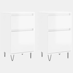 vidaXL Aparadores 2 pcs 40x35x70 cm deriv. de madeira branco brilhante