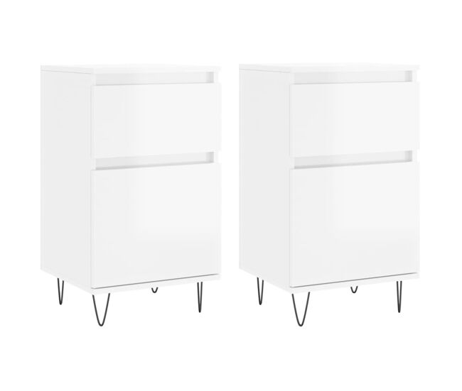 Vidaxl aparadores 2 uds madera de ingeniería blanco brillo 40x35x70 cm