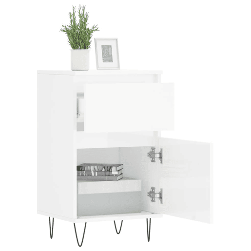 vidaXL Aparadores 2 pcs 40x35x70 cm deriv. de madeira branco brilhante