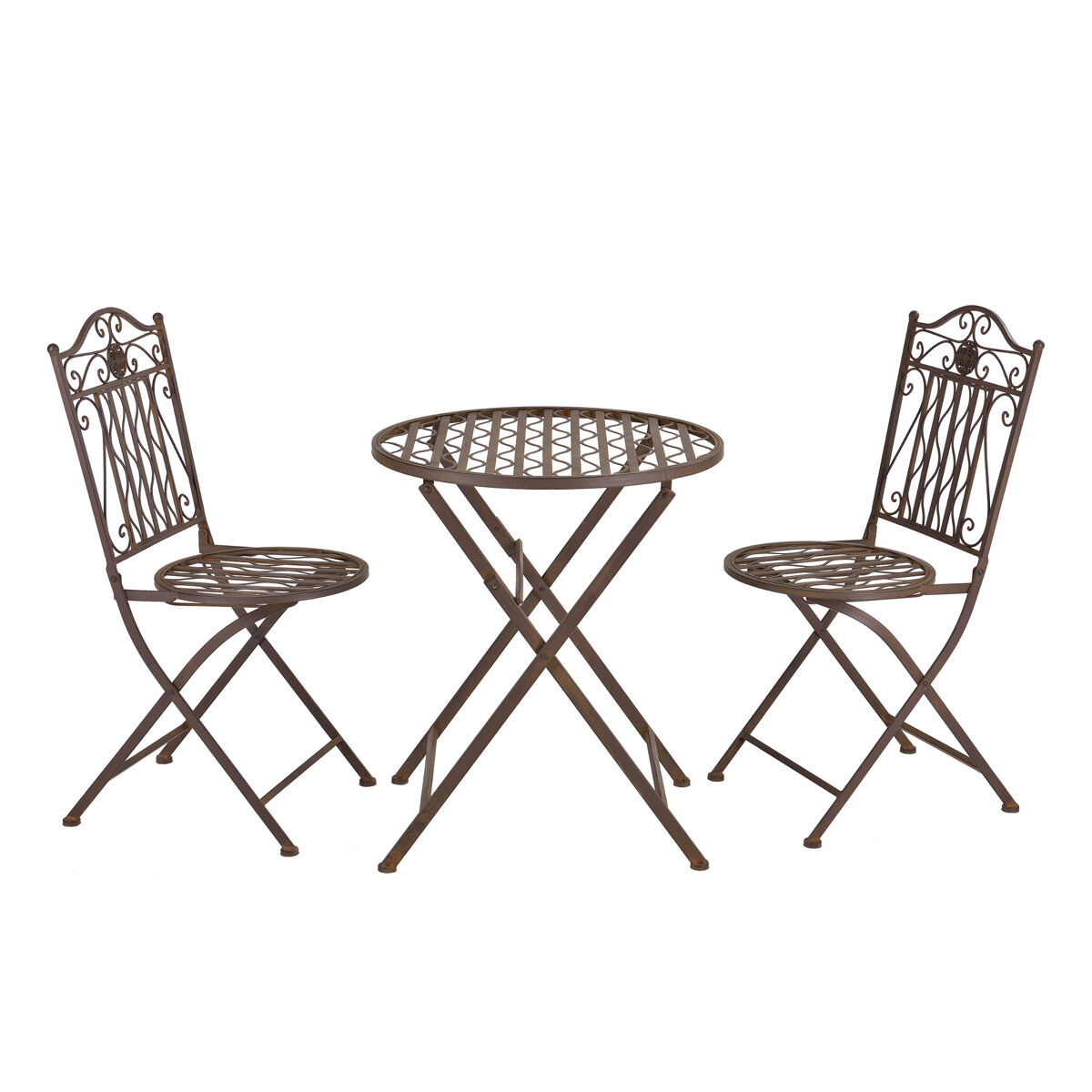 Set bistro biella 3-piezas metal 71 x 60 cm - marrón [en.casa]