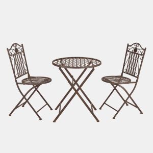 Conjunto Bistro Biella 3 peças Metal 71 x 60 cm - Castanho en.casa