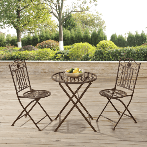 Conjunto Bistro Biella 3 peças Metal 71 x 60 cm - Castanho en.casa