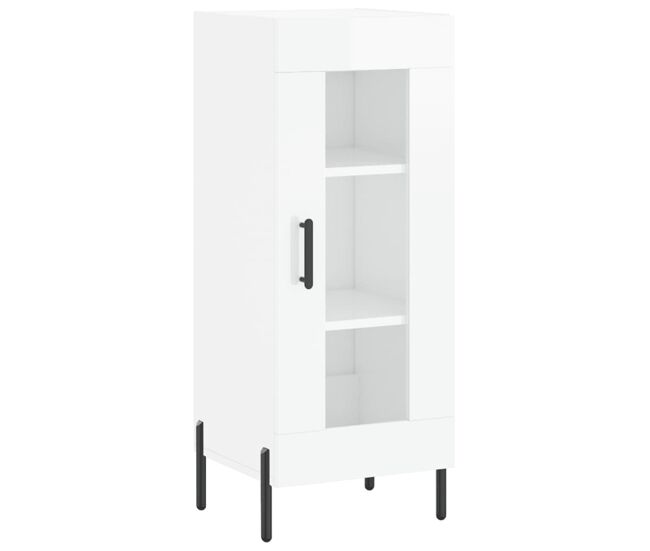 Vidaxl aparador de madera contrachapada blanco brillante 34,5x34x90 cm