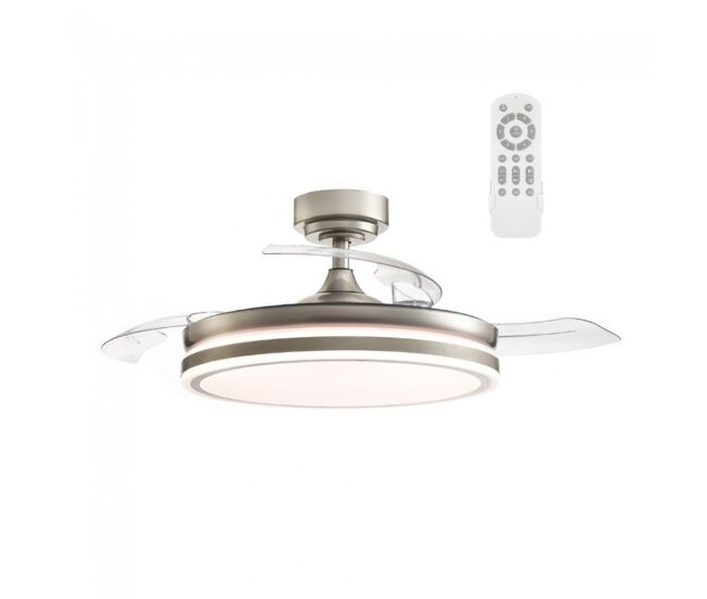 Ventilador led con aspas plegables perla níquel cct 72w marca wonderlamp