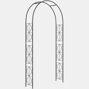 Outsunny Arco de Jardim de Metal Arco Decorativo com Desenho de Treliça para Plantas Trepadeiras para Decoração Pátio Terraço 114x30x230 cm Preto