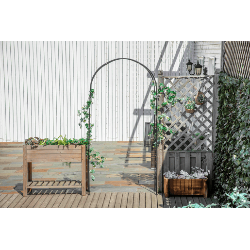 Outsunny Arco de Jardim de Metal Arco Decorativo com Desenho de Treliça para Plantas Trepadeiras para Decoração Pátio Terraço 114x30x230 cm Preto