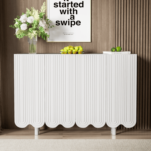 Aparador moderno - 4 portas em U com prateleiras - Branco