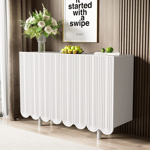 Aparador moderno - 4 portas em U com prateleiras - Branco