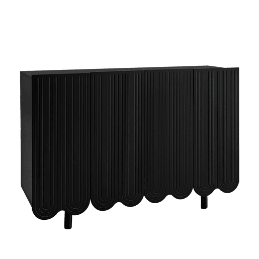 Aparador moderno - 4 portas em U com prateleiras - Preto