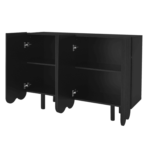 Aparador moderno - 4 portas em U com prateleiras - Preto