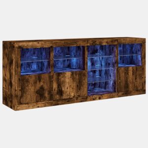 vidaXL Aparador com luzes LED 164x37x67 cm carvalho fumado
