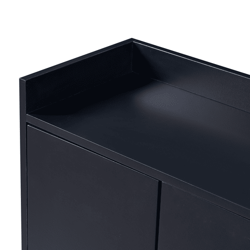 Aparador com 4 portas sem puxadores - estilo contemporâneo - madeira + metal - preto