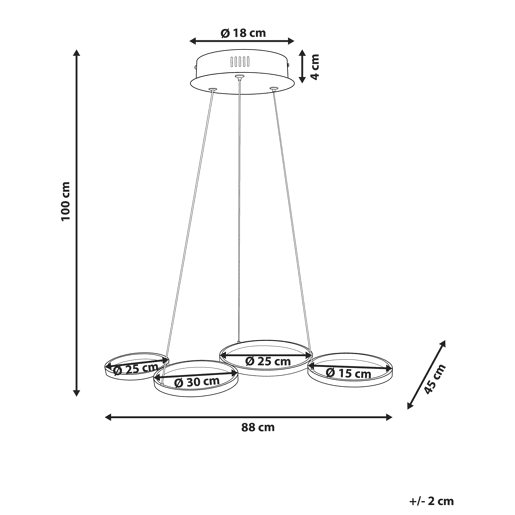 Candeeiro LED suspenso PIBOR Metal Preto