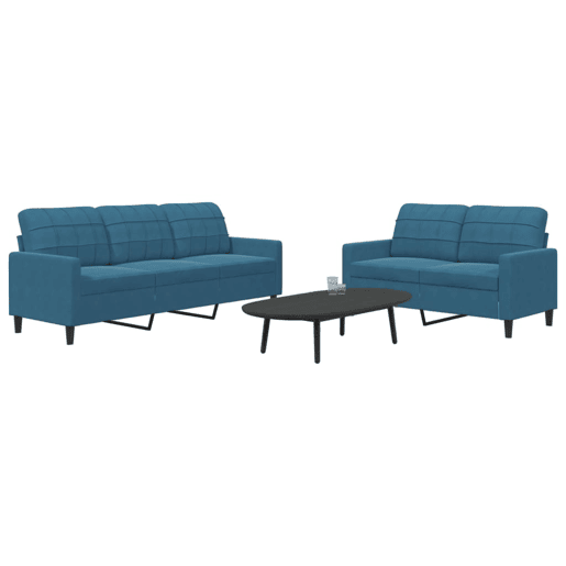 vidaXL 2 pcs conjunto de sofás com almofadões veludo azul