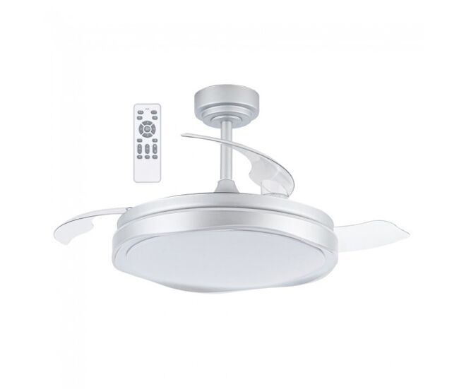 Ventilador led aspas plegables goan plata cct dim (72w) acero - pc moderno