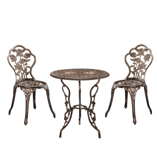 Conjunto de bistrô Wakefield de 3 peças em alumínio fundido, 62 x 59 cm Bronze casa.pro
