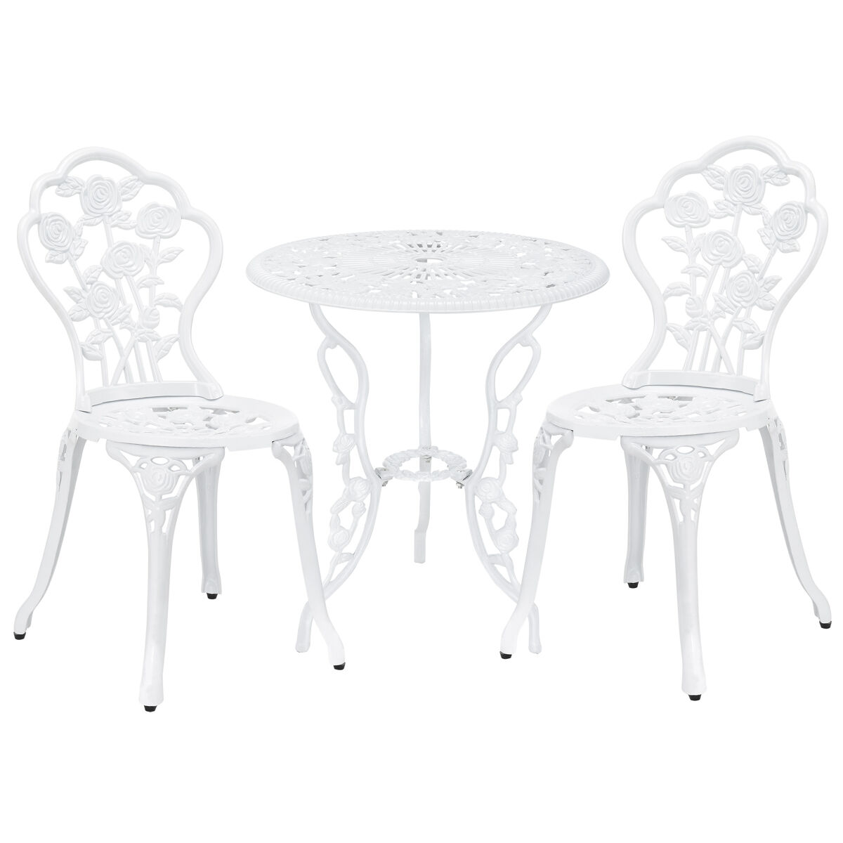 Set bistró de 3 piezas wakefield aluminio fundido 62xø59 cm blanco [casa.pro]