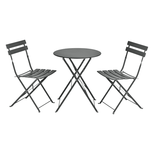 Conjunto Bistro Caprile 3 peças Dobrável 71 x 60 cm - Cinzento Escuro en.casa
