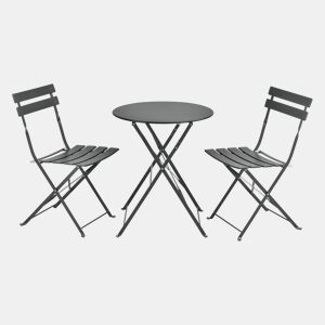 Conjunto Bistro Caprile 3 peças Dobrável 71 x 60 cm - Cinzento Escuro en.casa