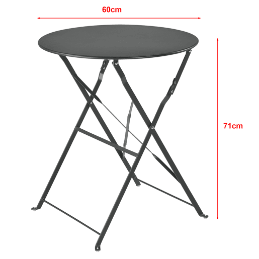 Conjunto Bistro Caprile 3 peças Dobrável 71 x 60 cm - Cinzento Escuro en.casa