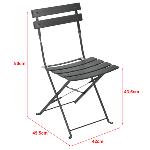 Conjunto Bistro Caprile 3 peças Dobrável 71 x 60 cm - Cinzento Escuro en.casa