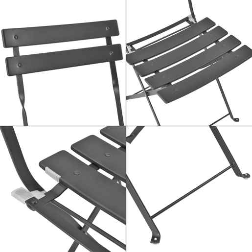 Conjunto Bistro Caprile 3 peças Dobrável 71 x 60 cm - Cinzento Escuro en.casa