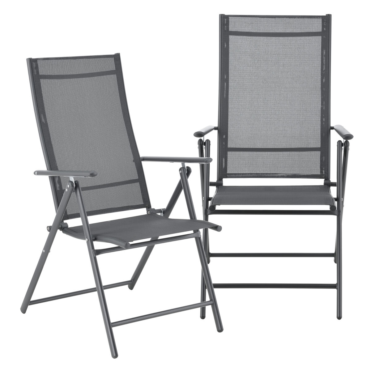 Set de 2 sillas de jardín exterior kalamata plegables 105 x 57 x 68 cm - gris oscuro [en.casa]