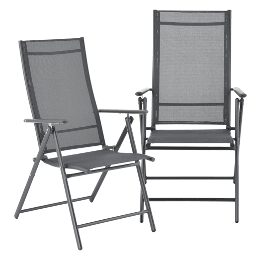 Conjunto de 2 cadeiras de jardim para exterior Kalamata Dobrável 105 x 57 x 68 cm - Cinzento Escuro en.casa Conjunto de 2 cadeiras de jardim para exterior Kalamata Dobrável 105 x 57 x 68 cm - Cinzento Escuro en.casa