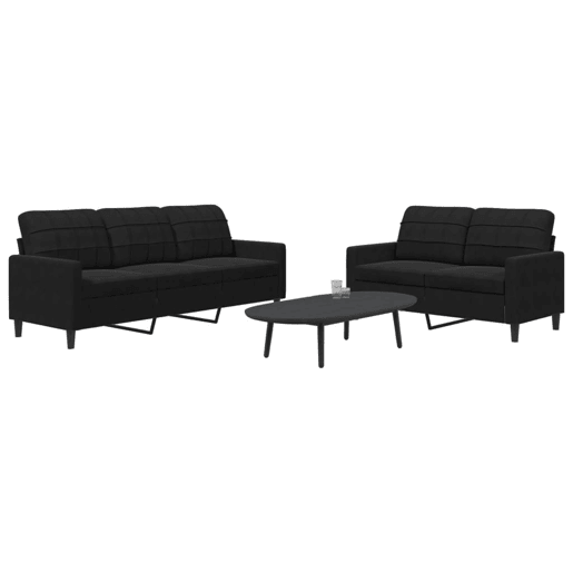 vidaXL 2 pcs conjunto de sofás com almofadões veludo preto vidaXL 2 pcs conjunto de sofás com almofadões veludo preto