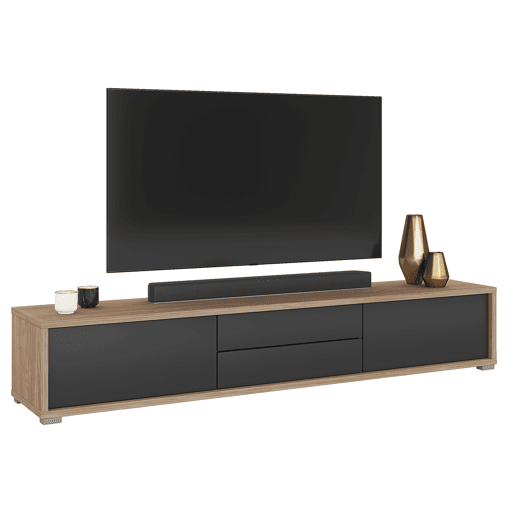 Suporte para TV de 2 portas e 2 gavetas 180 cm Idra Madeira e Cinzento