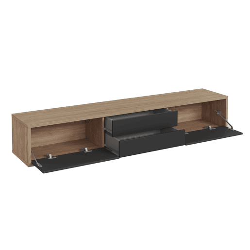 Suporte para TV de 2 portas e 2 gavetas 180 cm Idra Madeira e Cinzento