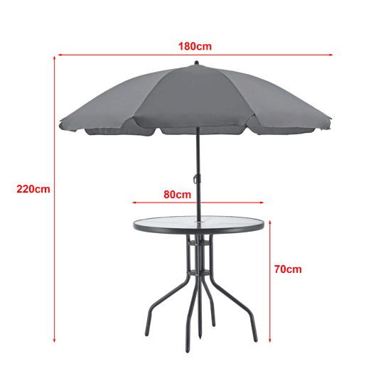 Conjunto de Mobiliário de Jardim Milagro para 4 Pessoas com Guarda-sol Preto Cinzento Escuro en.casa