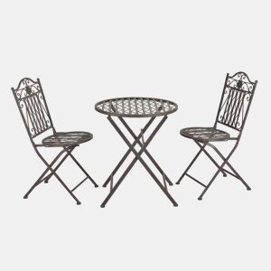 Conjunto Bistro Biella 3 peças Metal 71 x 60 cm - Verde Escuro en.casa