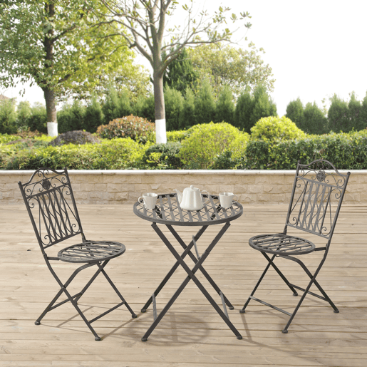 Conjunto Bistro Biella 3 peças Metal 71 x 60 cm - Verde Escuro en.casa