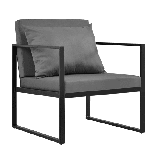 casa.pro Conjunto de mobiliário de jardim 2x cadeiras de jardim sofá mesa de café em vidro - Preto