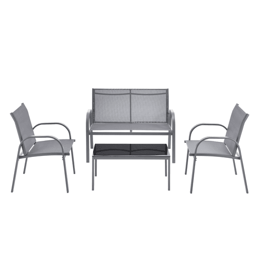 Conjunto de Mobiliário de Jardim Banco Gagra com Mesa de Centro Cinzento Claro Preto en.casa