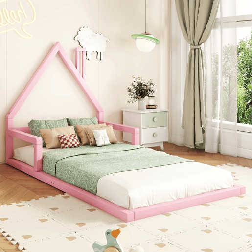Cama de criança 90x200 cm - pinho maciço - Rosa