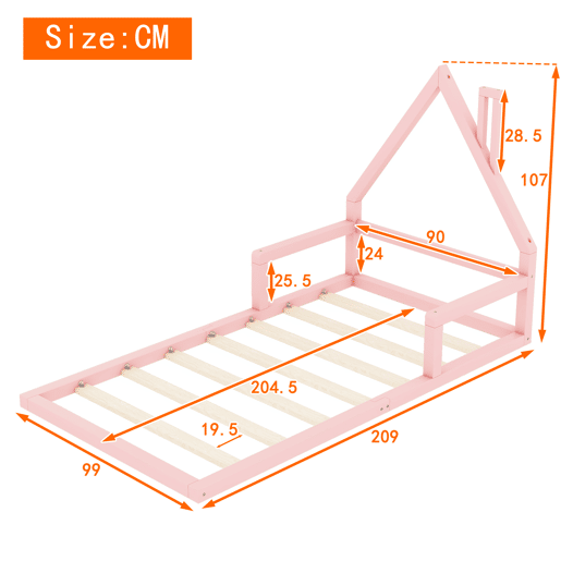 Cama de criança 90x200 cm - pinho maciço - Rosa