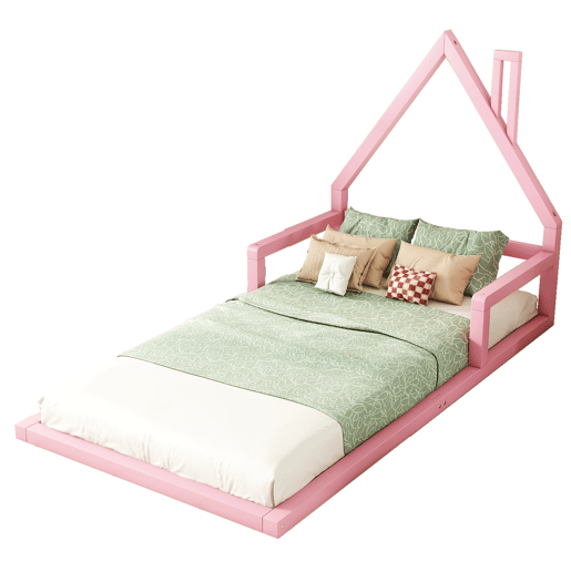 Cama de criança 90x200 cm - pinho maciço - Rosa