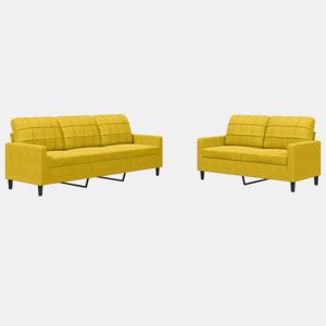 vidaXL 2 pcs conjunto de sofás com almofadões veludo amarelo