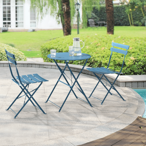 Conjunto Bistro Caprile 3 peças Dobrável 71 x 60 cm - Turquesa en.casa