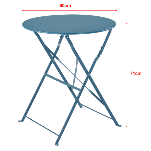 Conjunto Bistro Caprile 3 peças Dobrável 71 x 60 cm - Turquesa en.casa