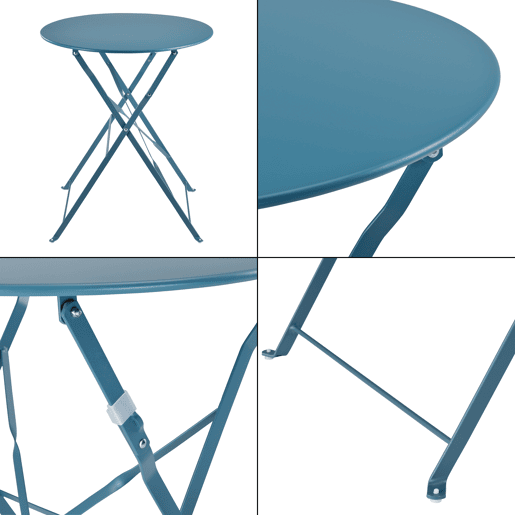 Conjunto Bistro Caprile 3 peças Dobrável 71 x 60 cm - Turquesa en.casa