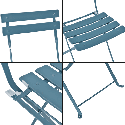 Conjunto Bistro Caprile 3 peças Dobrável 71 x 60 cm - Turquesa en.casa