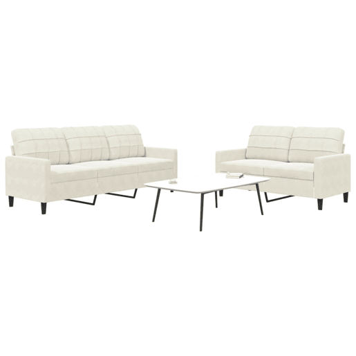 vidaXL 2 pcs conjunto de sofás com almofadões veludo cor creme vidaXL 2 pcs conjunto de sofás com almofadões veludo cor creme