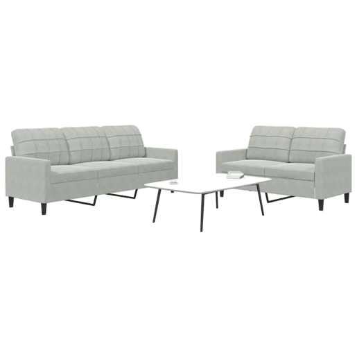 vidaXL 2 pcs conjunto de sofás com almofadões veludo cinzento-claro