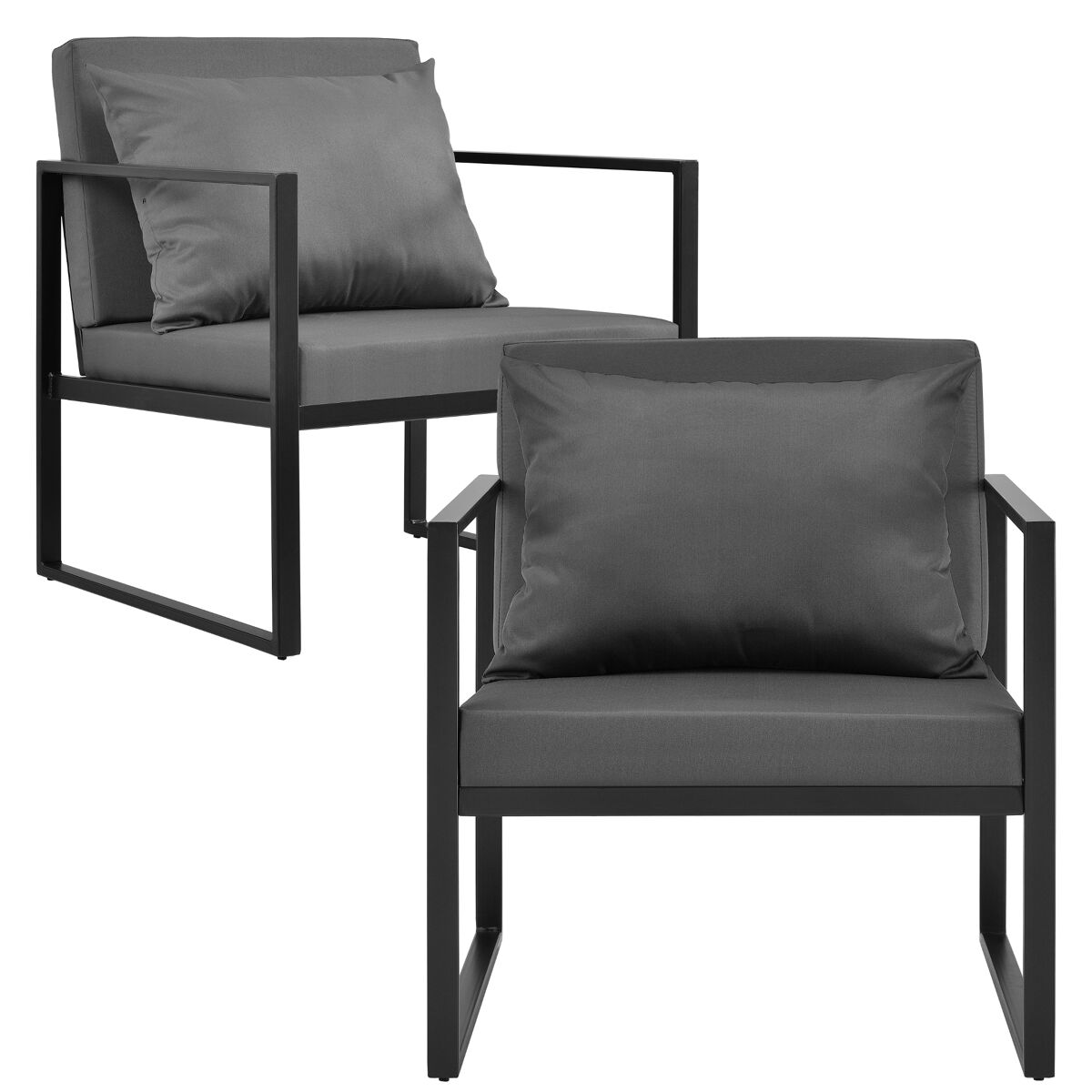 [casa.pro] 2 x sillón silla de jardín set de 2 muebles de jardín para exterior 70 x 60 x 60 cm - negro