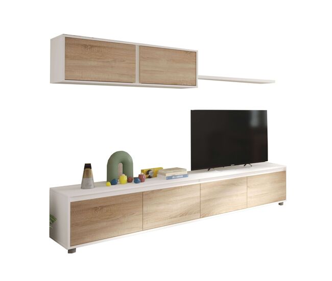 Pack de muebles de salón comedor formado por modulo de tv, mesa de centro y mesa de comedor
