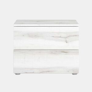 Mesa de cabeceira Lyon estilo moderno em branco Albo com 2 gavetas 54x43 cm